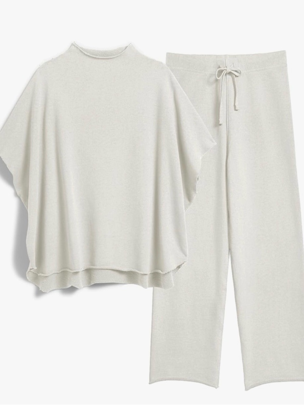 Women’s light gray batwing sleeve sweatshirt material matching set, small